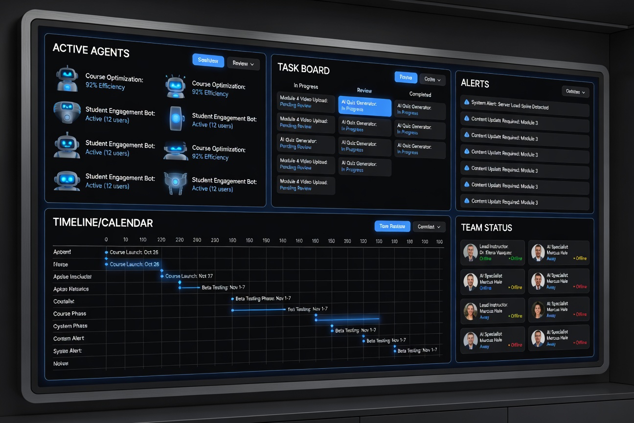 War Room-style dashboard concept for Go AI Army Academy