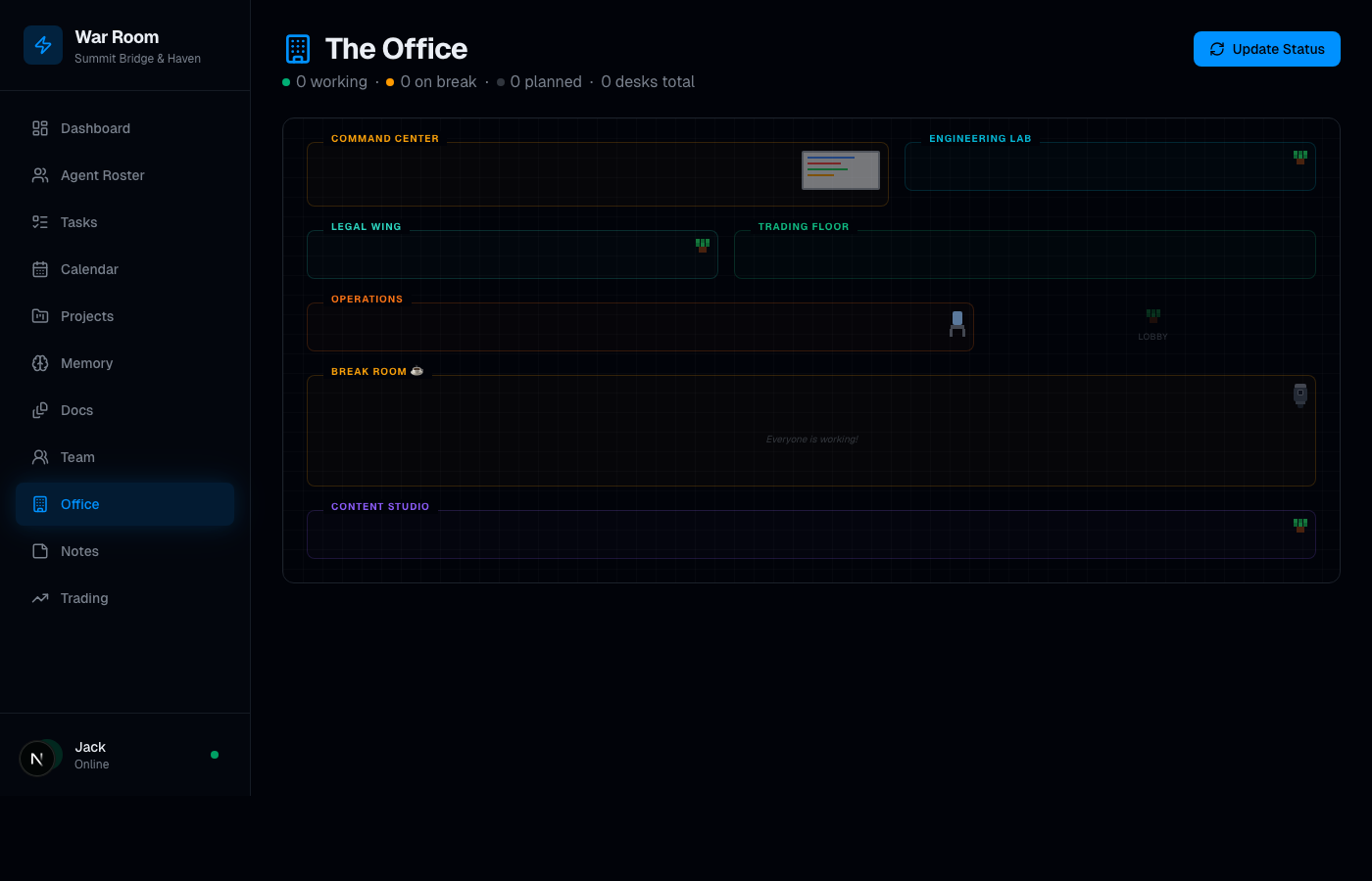Office view of agents working